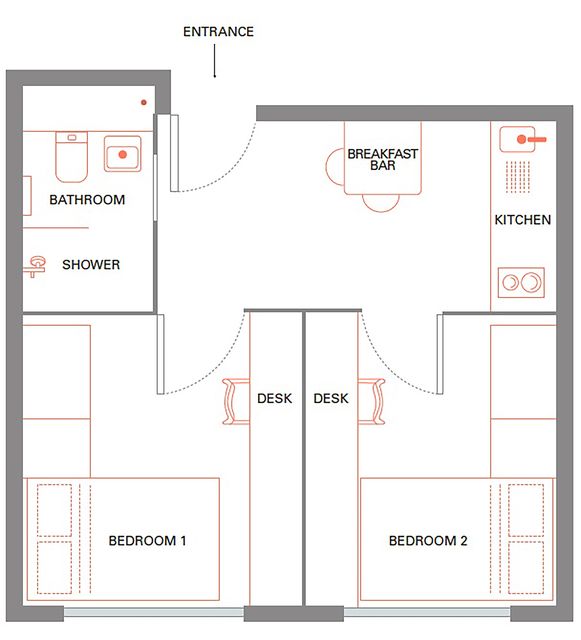 A floor plan for student accommodation at Woburn Place near Russell Square, London (Metropolitan Police/PA)