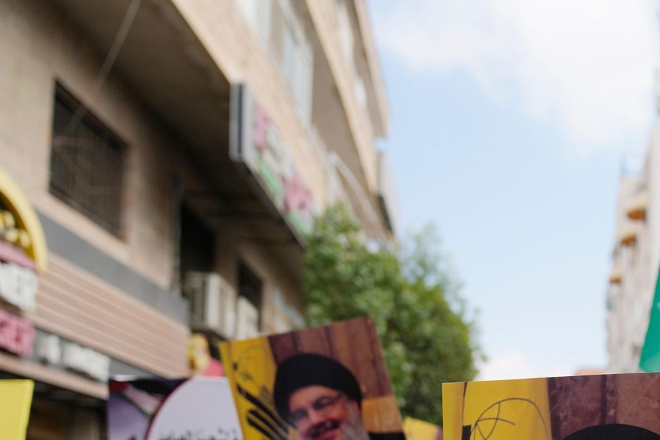 Pro-Palestinian activists have marked the killing of the Hezbollah chief Hassan Nasrallah (AP)