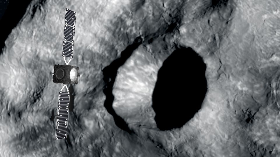 An impression of Hera scanning DART’s impact crater (ESA/PA)