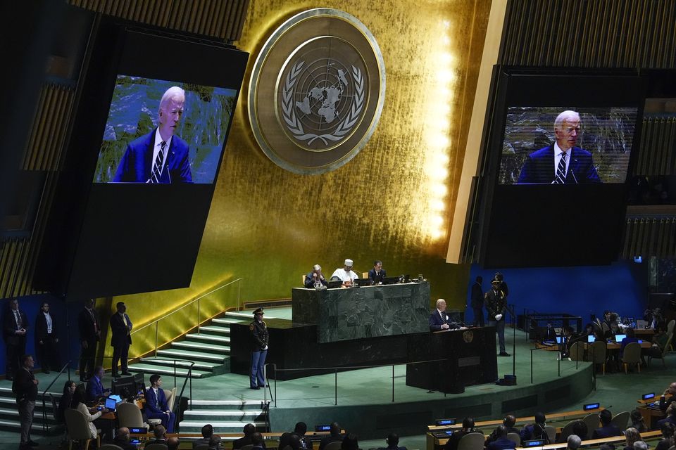 US President Joe Biden addresses the 79th session of the United Nations General Assembly (Julia Demaree Nikhinson/AP)