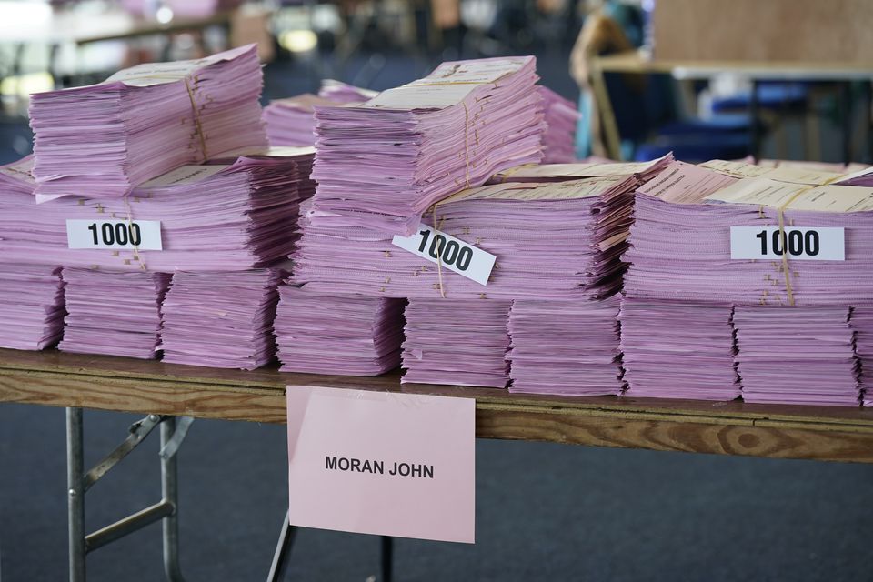 Ballots for John Moran are stacked (Niall Carson/PA)