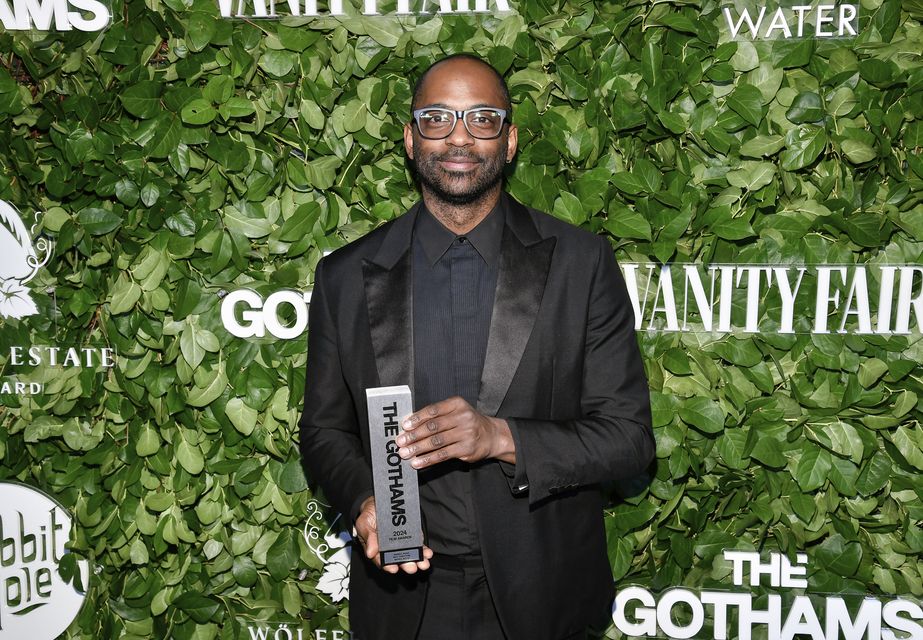 Filmmaker and photographer RaMell Ross with the best director award for Nickel Boys during The Gothams Film Awards at Cipriani Wall Street in New York (Evan Agostini/Invision/AP)