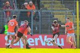 thumbnail: Ryan Johnston of Down shoots to score his side's second goal during the Ulster GAA Football Senior Championship Semi-Final