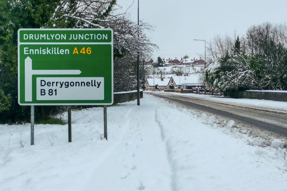 Snow in Enniskillen today. Image: Andrew Paton/PressEye