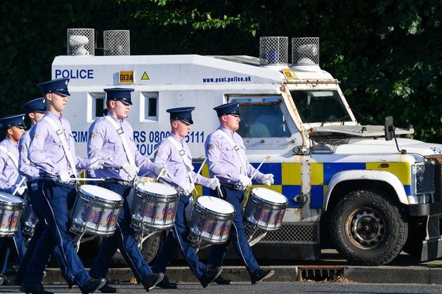 Police maintained a heavy presence as the annual Somme parade passed through east Belfast on Tuesday evening.