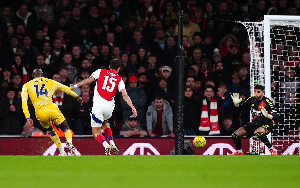 Jean-Philippe Mateta, left, opened the scoring inside four minutes (Mike Egerton/PA)