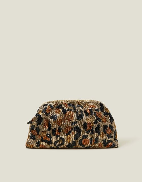 Hand-Beaded Leopard Print Cloud Clutch Bag Leopard, £55, Accessorize