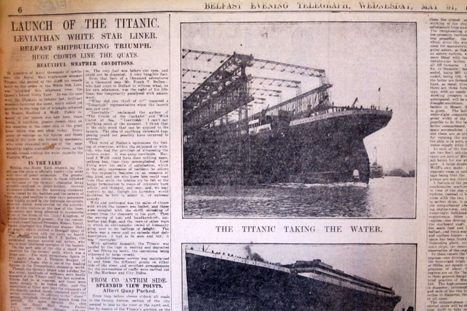 Launch of the Titanic, published in the Belfast Telegraph 31/5/1911