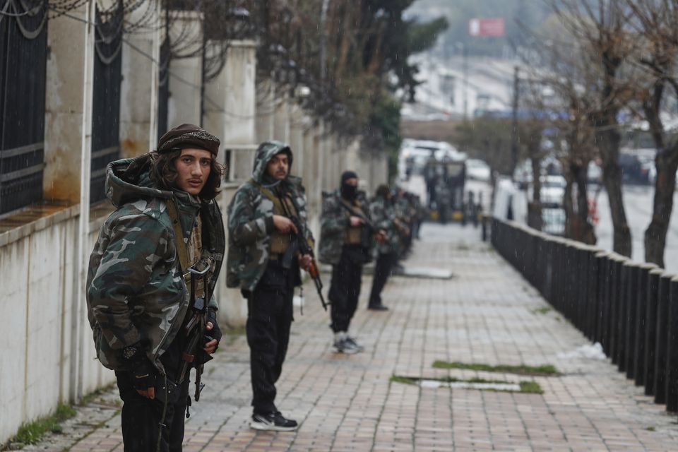 Syrian government forces are deployed amid heightened security in Damascus (Omar Sanadiki/AP)