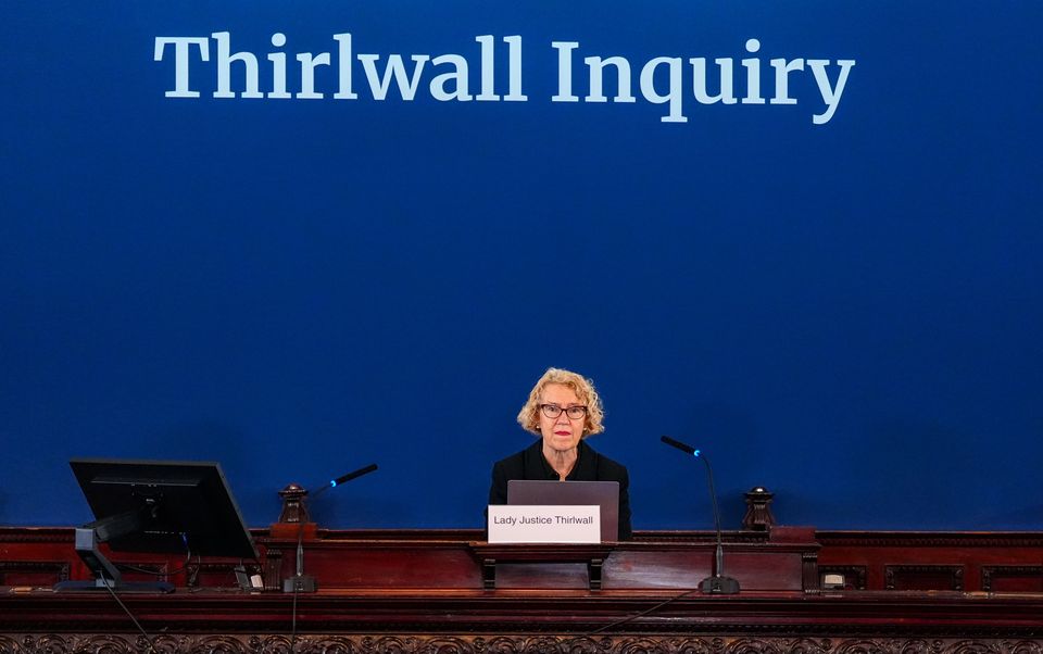 Chairwoman of the inquiry Lady Justice Thirlwall at Liverpool Town Hall (Peter Byrne/PA)