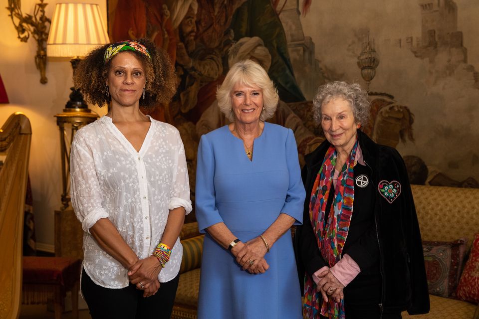 The Queen with 2019 Booker Prize winners Bernardine Evaristo (left) and Margaret Atwood (right) (Aaron Chown/PA)