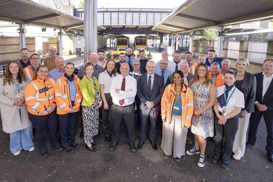 Translink staff, past and present, at Great Victoria Street Station