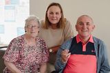 thumbnail: Ronnie Smyth and his wife Liz are joined by scheme manager at Cairnshill Court, Frances Andrews from Radius Housing.