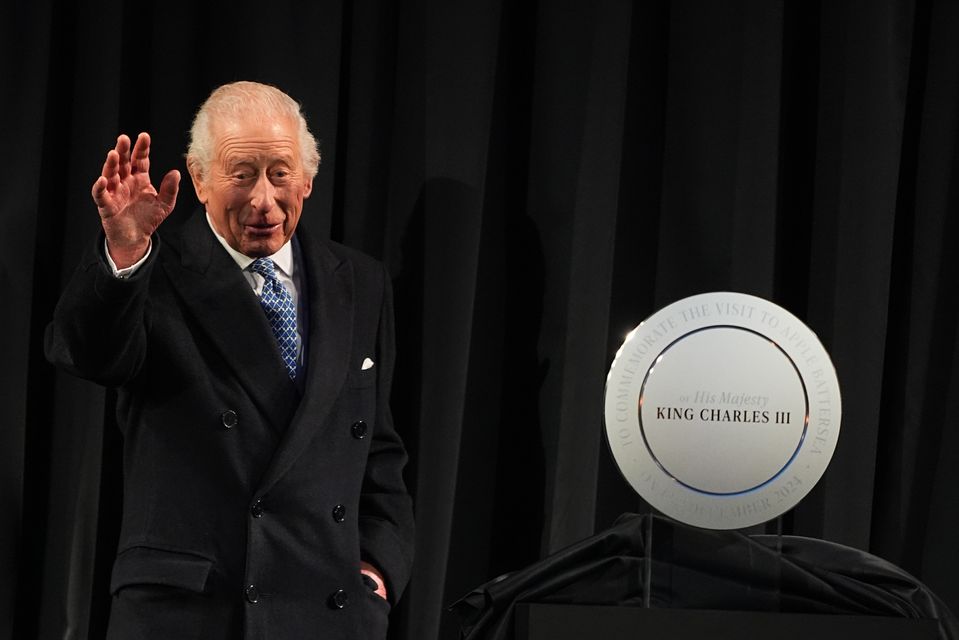 The King unveiled a plaque to mark his visit (Aaron Chown/PA)