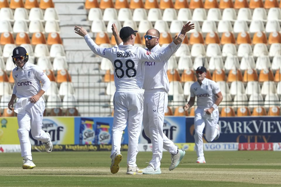 Jack Leach struck twice early on for England (K.M. Chaudary/AP)