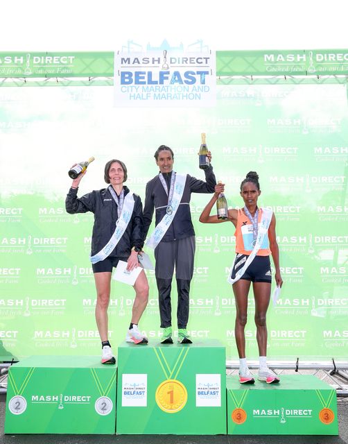 Shewaye Woldemeskel topped the podium in the Women's race at the 2023 Belfast Marathon