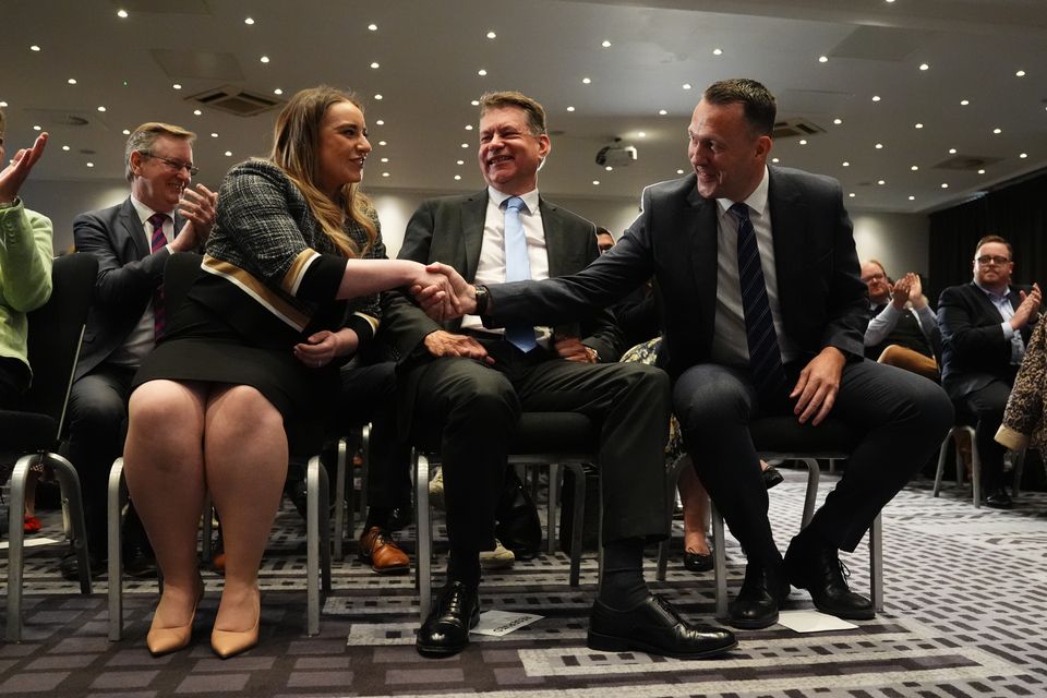 Russell Findlay, right, won the leadership in a contest with Murdo Fraser and Meghan Gallacher (Andrew Milligan/PA)