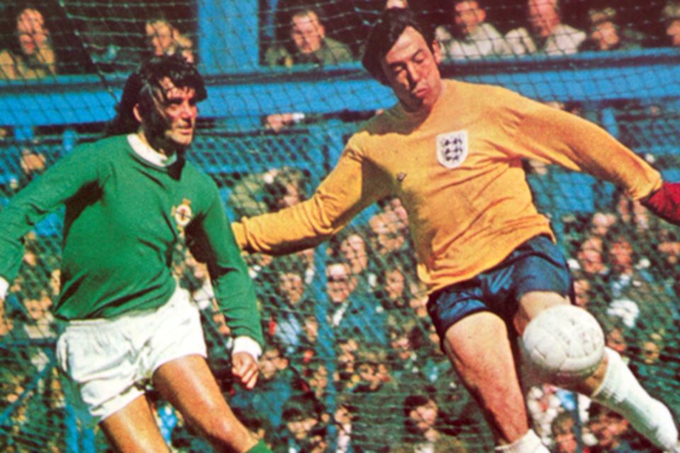 George Best nicked the ball from England goalkeeper Gordon Banks but his goal was controversially ruled out at Windsor Park in 1971.