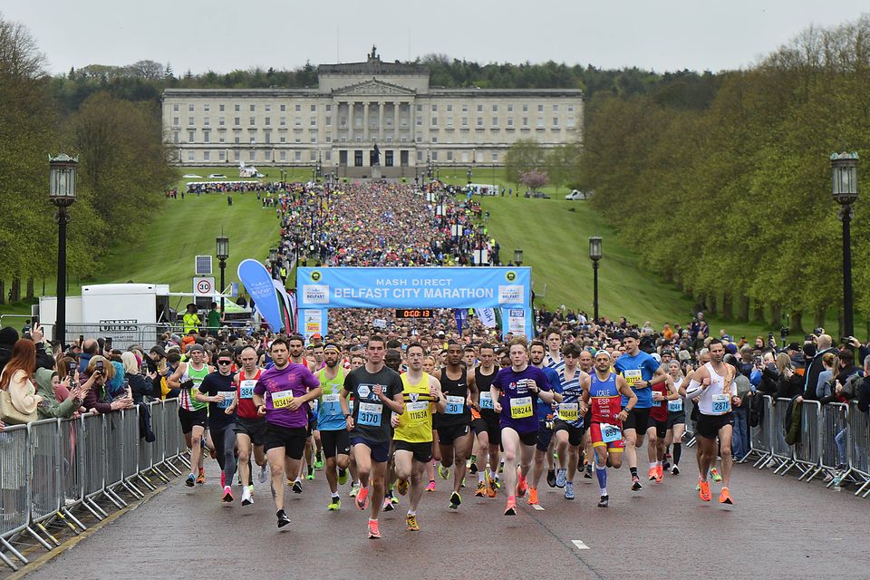 The start of the Belfast Marathon at Stormont