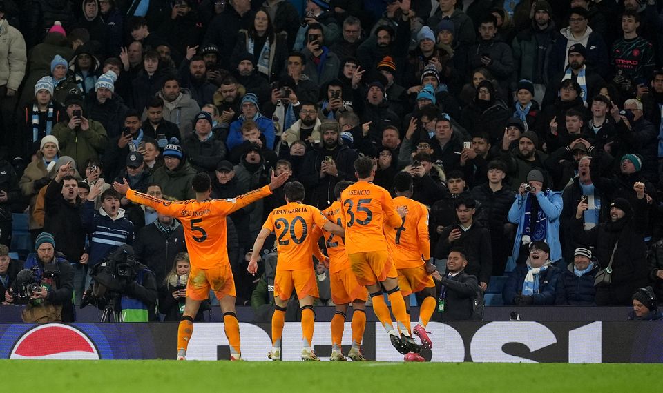 Real Madrid came from behind to beat City 3-2 in midweek (Martin Rickett/PA)