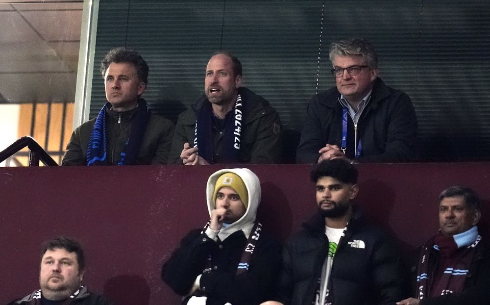 Prince William (back centre) was in attendance as Villa progressed to the last eight (Nick Potts/PA)