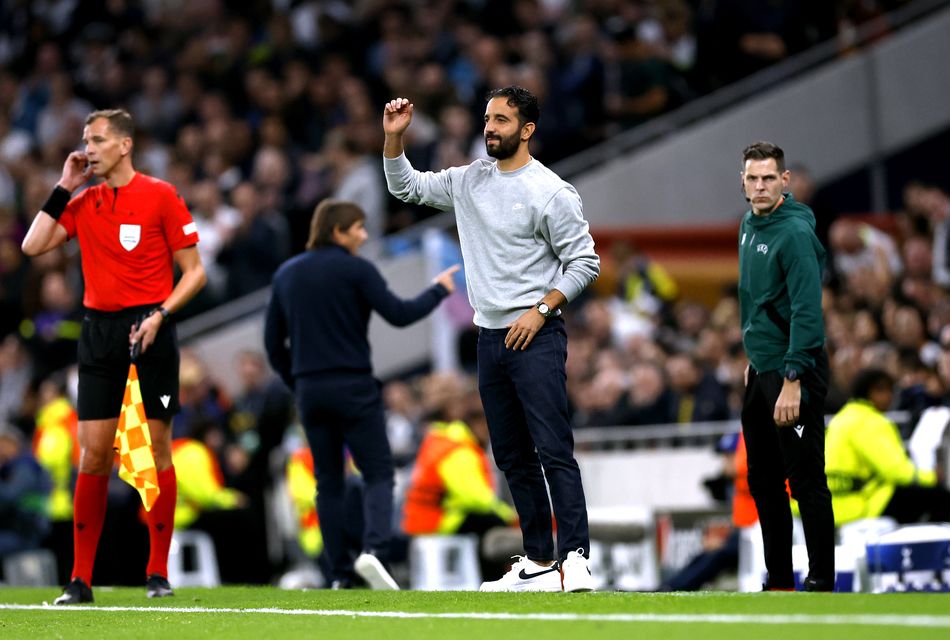 Sporting Lisbon manager Ruben Amorim during a Champions League tie against Tottenham (Steven Paston/PA).