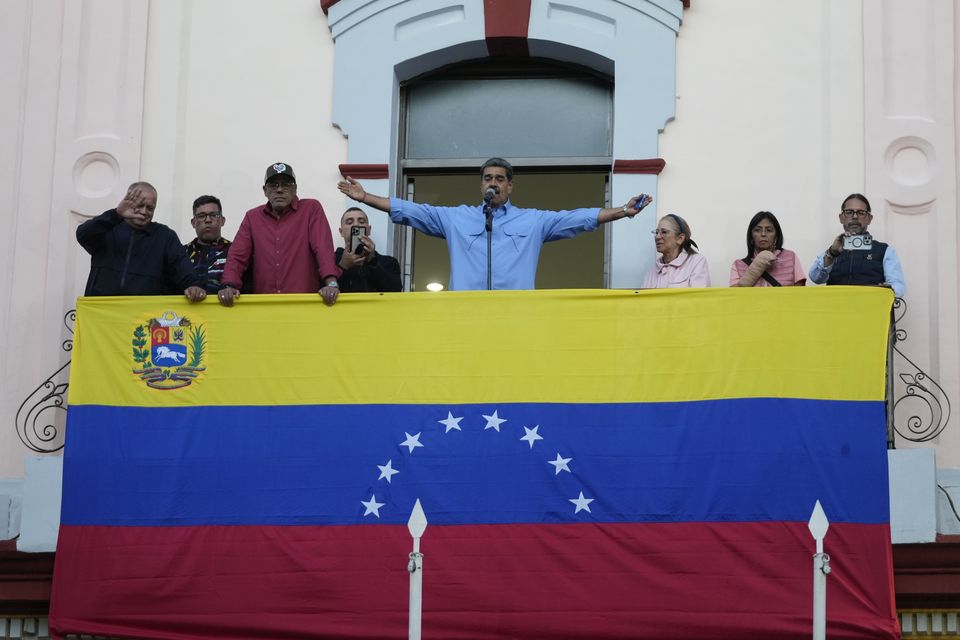 President Nicolas Maduro gestures to supporters (Fernando Vergara/AP)