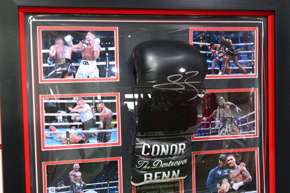 A boxing glove worn by Conor Benn  Pic by Peter Morrison