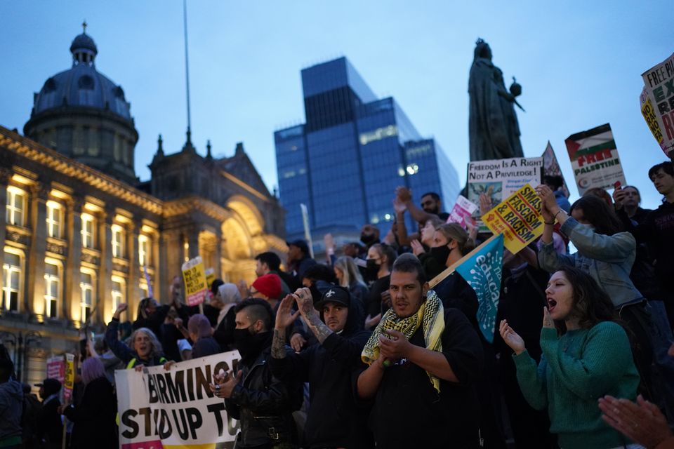 Anti-racism protesters during a march in Birmingham (PA)