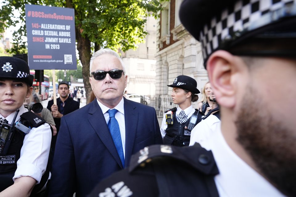 Former BBC broadcaster Huw Edwards arriving at Westminster Magistrates’ Court (Aaron Chown/PA)