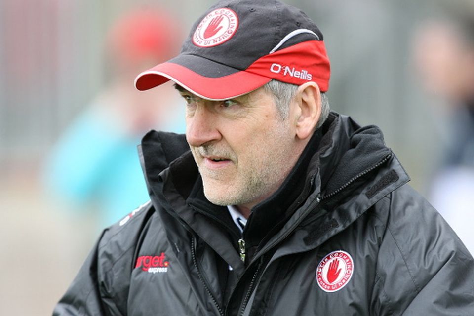 Tyrone manager Mickey Harte pictured during his team's match against Monaghan