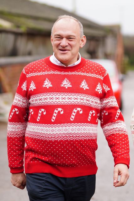 Sir Ed Davey arrives for a visit to Pamington Farm Christmas Tree Centre in Pamington, near Tewkesbury, Gloucestershire (Ben Birchall/PA)