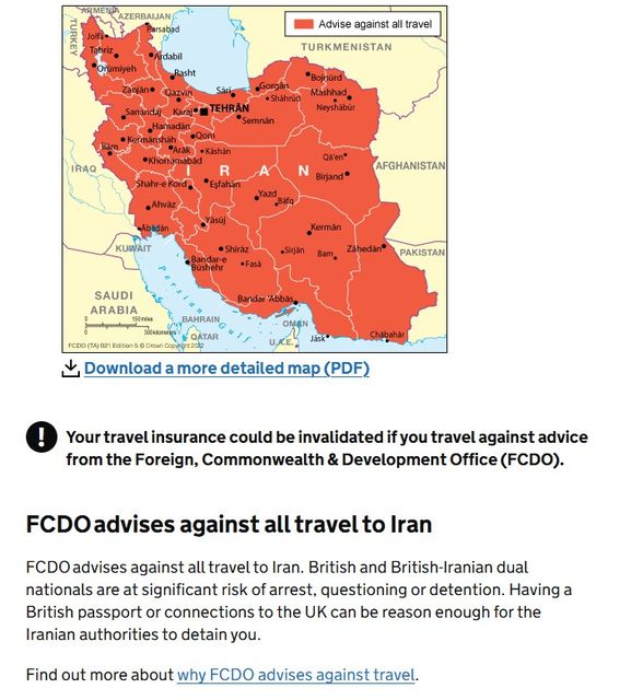 Travel advice for Iran (FCDO)