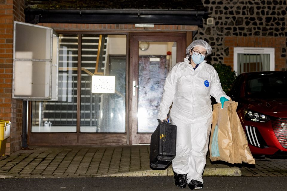 Forensics at the scene of a murder in a block of flats in West Street area of Newtownards on December 26th 2024 (Photo by Kevin Scott)