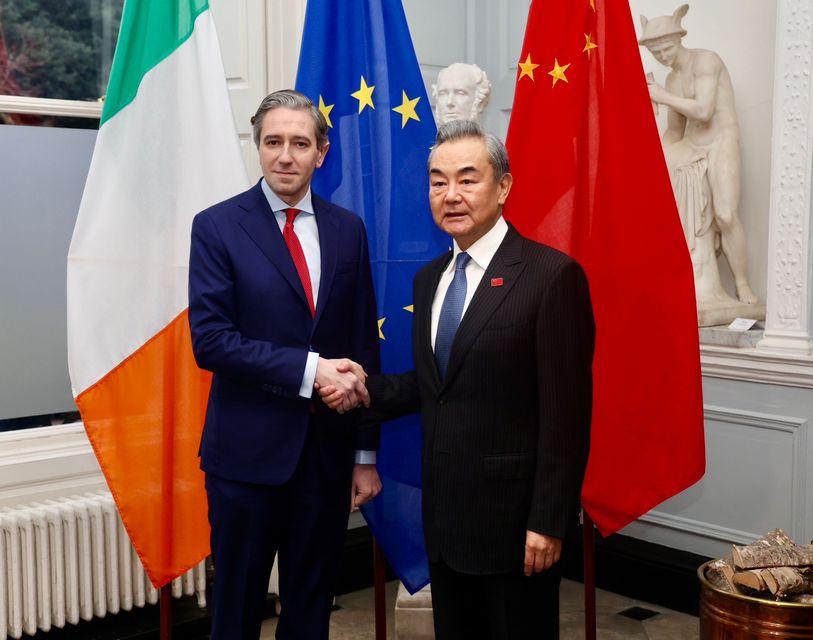 Tanaiste Simon Harris with Chinese Foreign Minister Wang Yi (Irish Department of Foreign Affairs/PA)