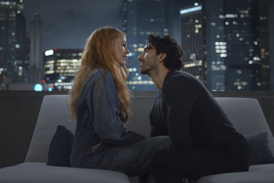 Justin Baldoni, right, and Blake Lively in a scene from It Ends With Us (Nicole Rivelli/Sony Pictures via AP)