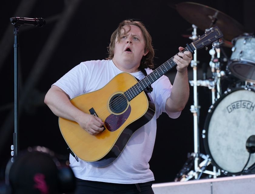 Lewis Capaldi performing on the Pyramid Stage at the Glastonbury Festival in 2023 (Yui Mok/PA)