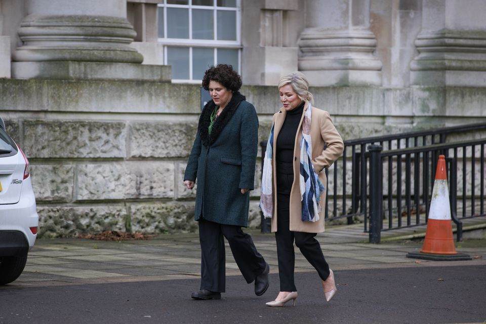 SDLP leader Claire Hanna MPand Sinn Fein First Minister Michelle O’Neill arriving at Belfast High Court for the appeal (Liam McBurney/PA)