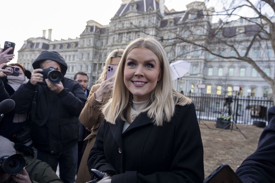 White House press secretary Karoline Leavitt speaks with reporters (Alex Brandon/AP)