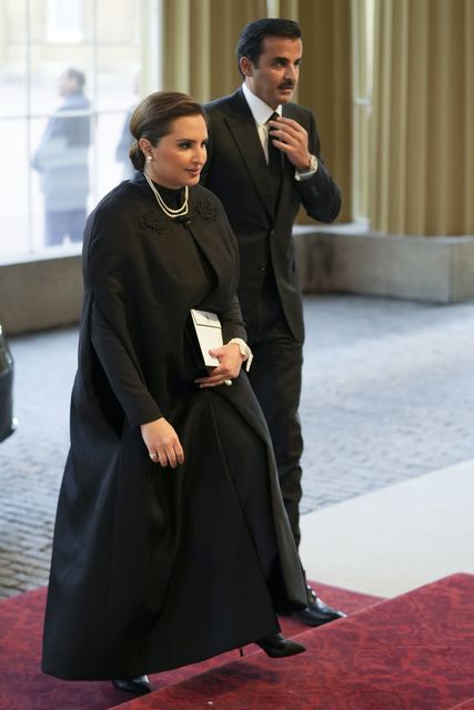 Emir of Qatar Tamim bin Hamad Al Thani arrives for a reception hosted by the King for heads of state ahead of the late Queen’s funeral (Dan Charity/PA)