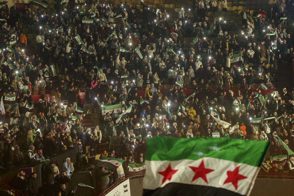 The concert marked a month since a lightning insurgency toppled former president Bashar Assad (Ghaith Alsayed/AP)