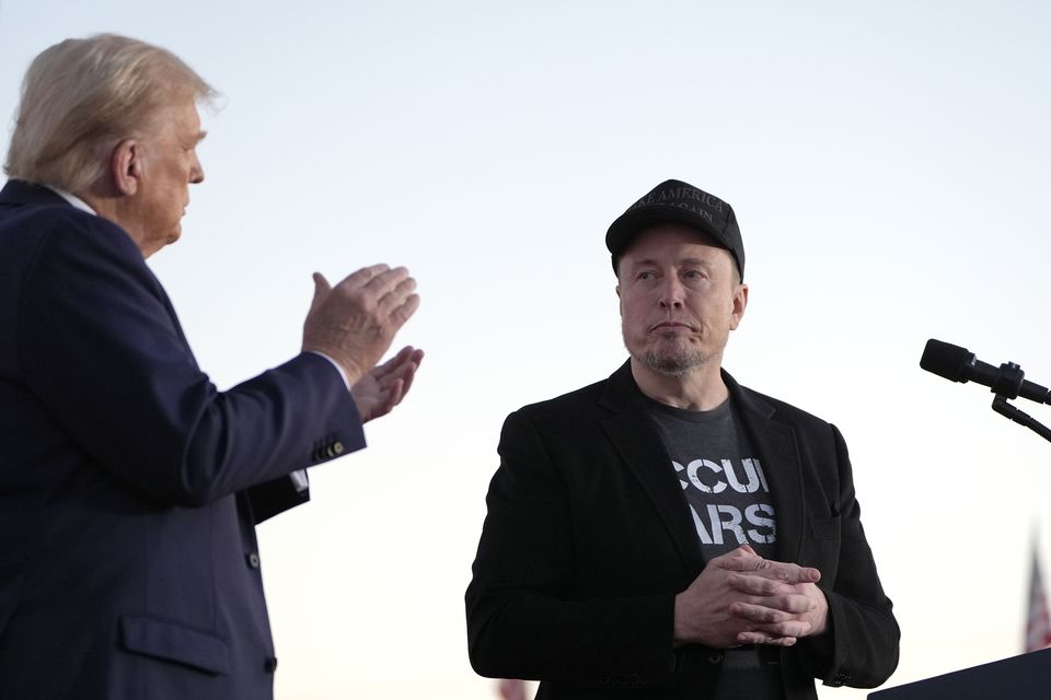 Republican presidential nominee Donald Trump with Elon Musk (Alex Brandon/AP)