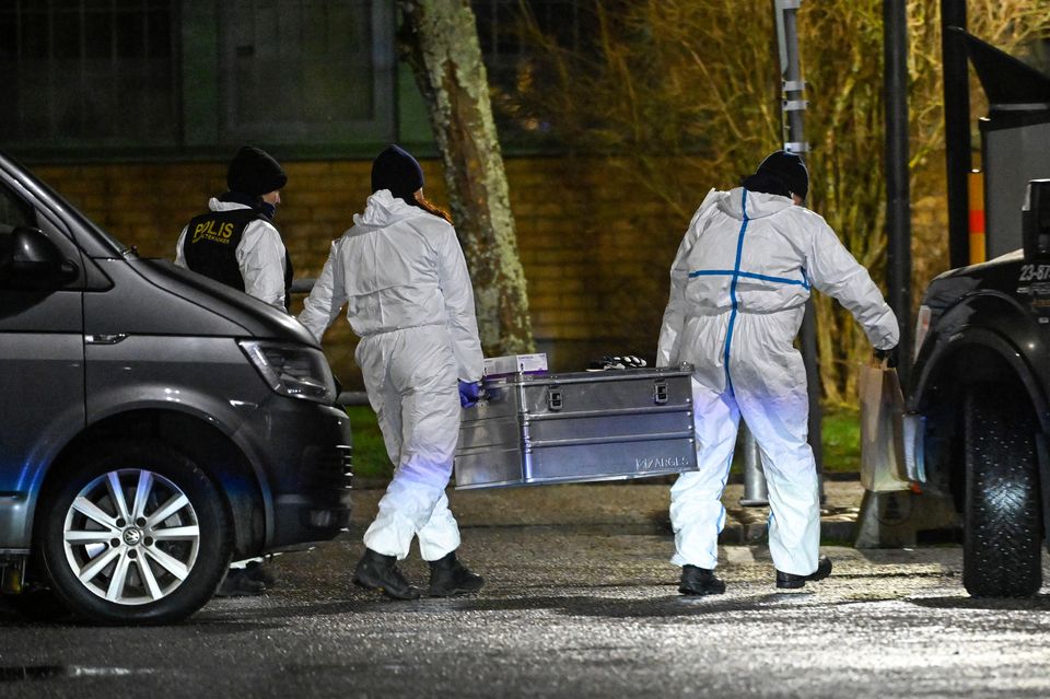 Emergency services work at the scene of shooting at Campus Risbergska School in Orebro, Sweden (Pontus Lundahl/TT News Agency via AP)