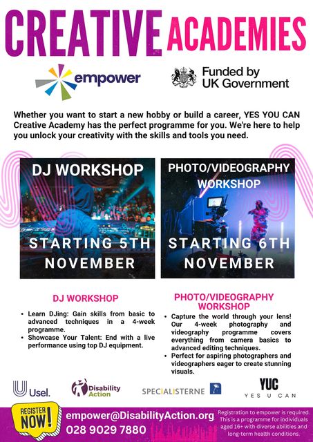 HBE Studios and Yes U Can Academy's creative workshops starting in November 2024 