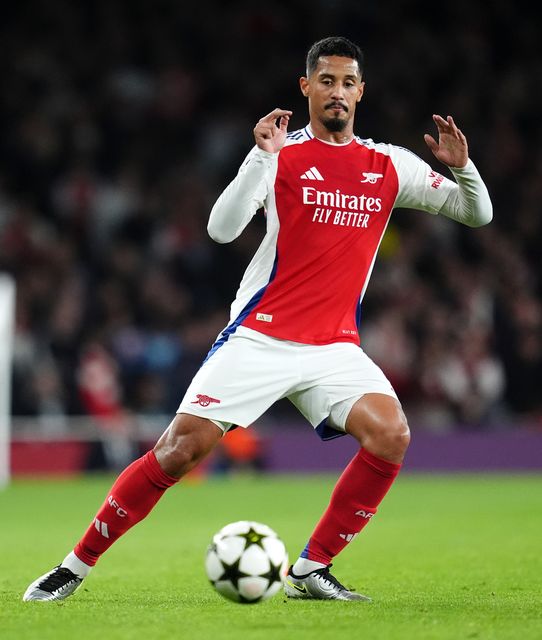 William Saliba will be absent for the visit of Liverpool (Adam Davy/PA)