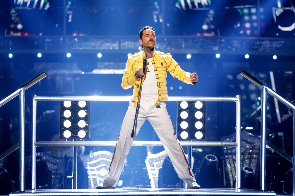 Reality TV star Pete Wicks opened the show performing as Freddie Mercury (Guy Levy/BBC/PA)