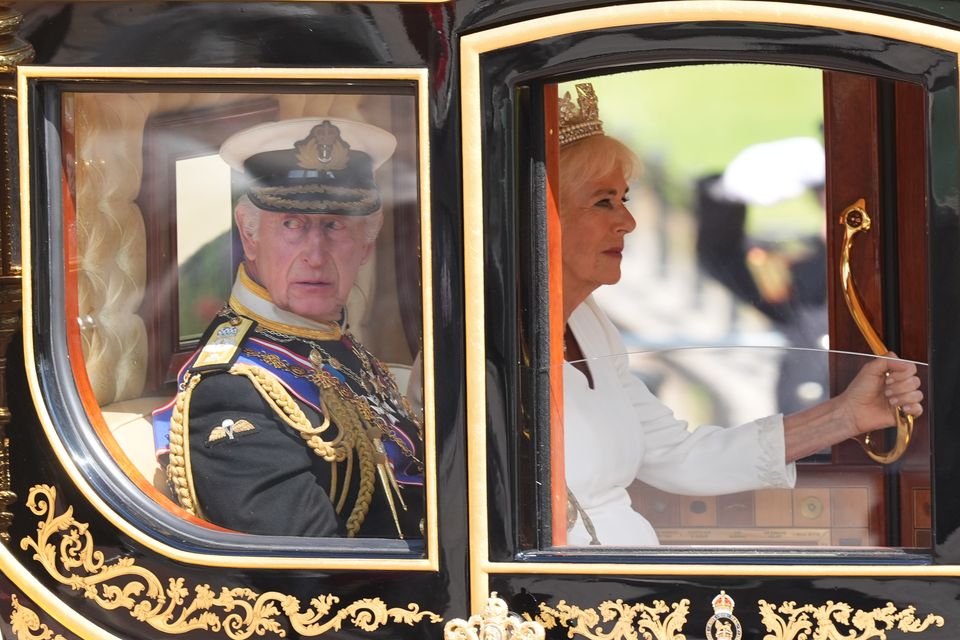 The King and Queen depart Buckingham Palace (James Manning/PA)