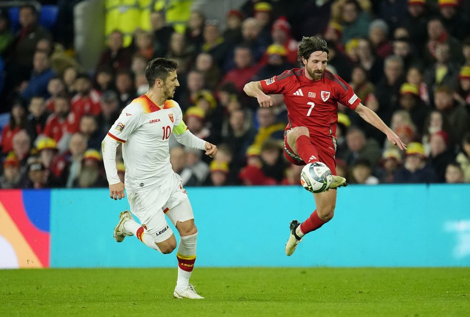 Joe Allen (right) played a vital role as Wales closed out a 1-0 Nations League victory over Montenegro (Nick Potts/PA)