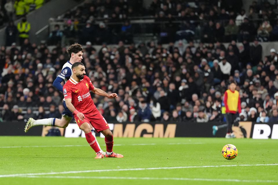 Mohamed Salah was on target at Spurs last month (Adam Davy/PA)