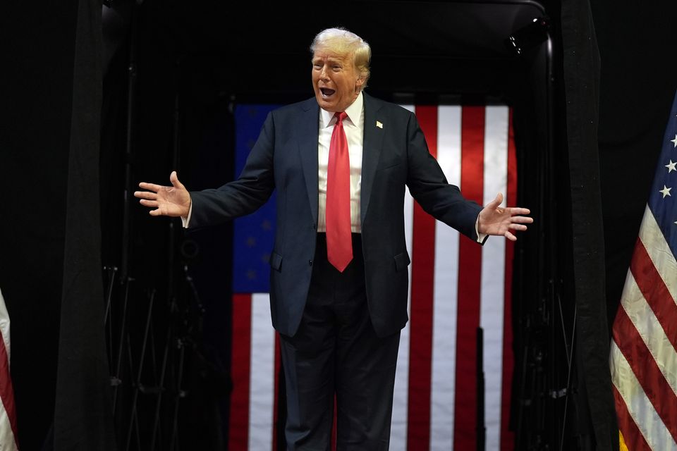 Donald Trump arrives at the campaign rally (Evan Vucci/AP)